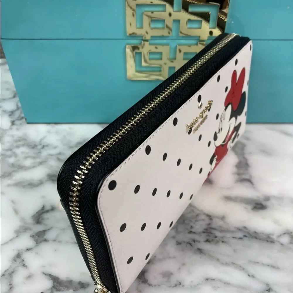 disney x kate spade new york other minnie mouse large continental wallet white